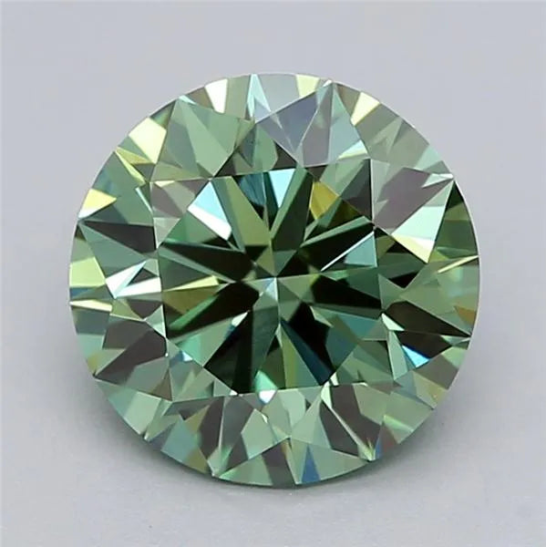 1.56ct Round Lab Grown Diamond (Colour Fancy Vivid Green, Clarity VVS2, Cut ID, IGI Certified)