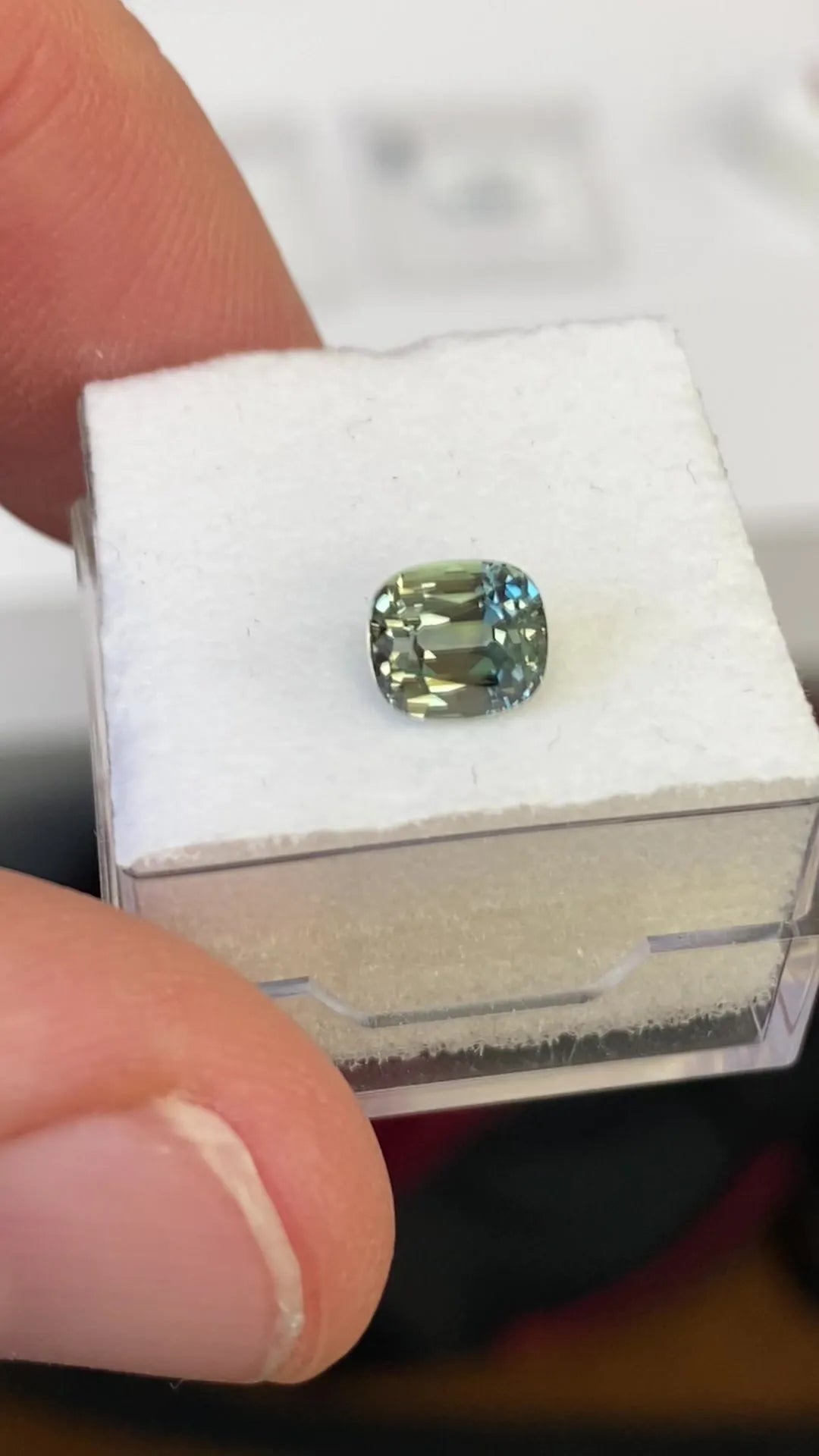 1.71ct Cushion Natural Sapphire (Colour Green, Clarity Eye Clean, Cut Faceted)