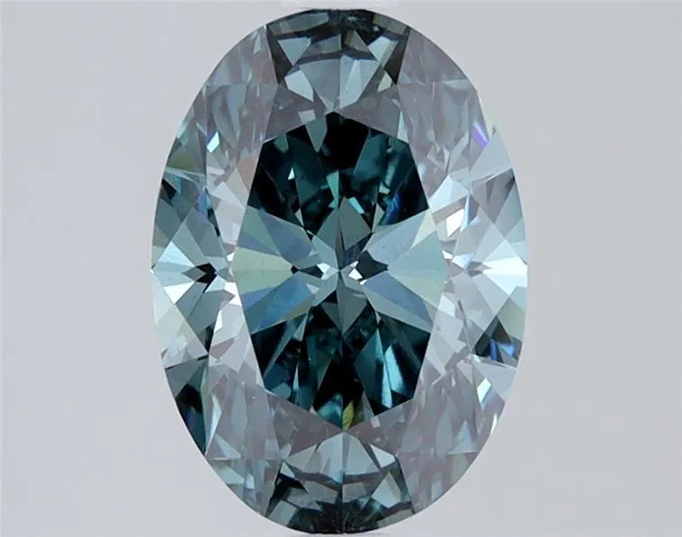 2.00ct Oval Lab Grown Diamond (Colour Fancy Intense Green Blue, Clarity VS1, IGI Certified)