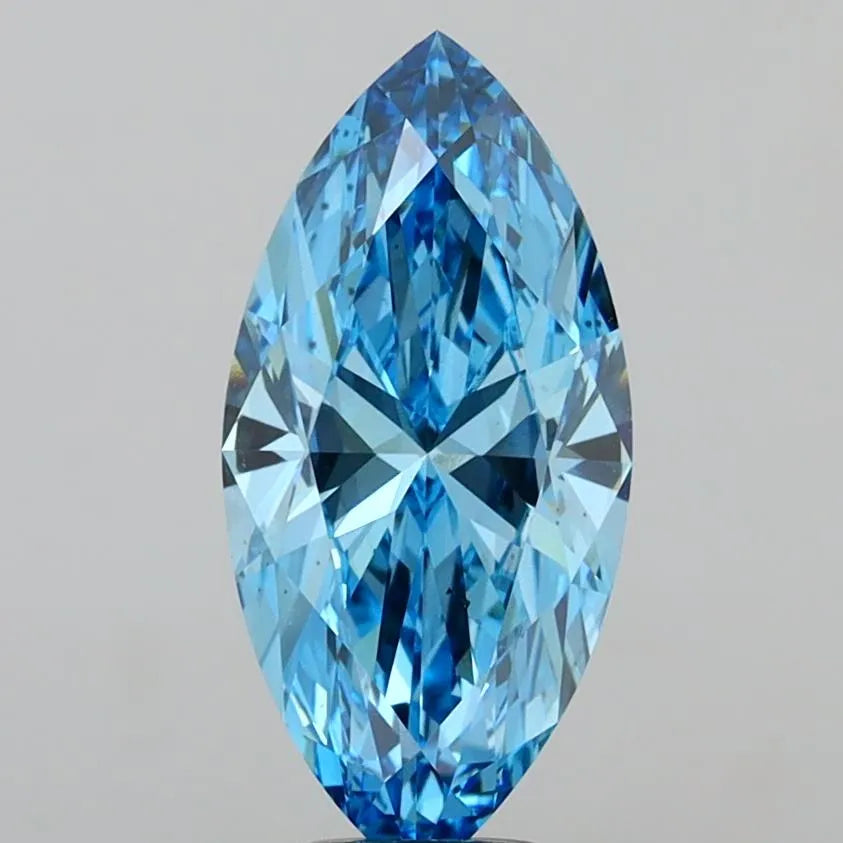 4.08ct Marquise Lab Grown Diamond (Colour Fancy Vivid Blue, Clarity VS2, IGI Certified)