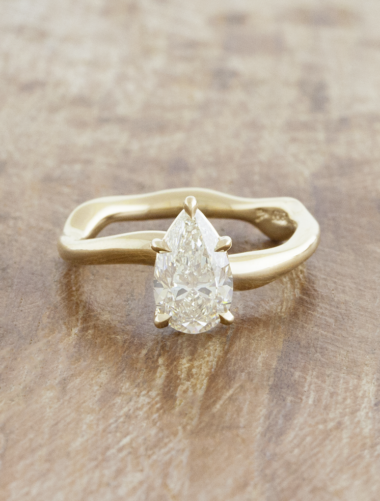 Aurora Pear: Sculptural Pear Shaped Diamond Ring Ken Dana Design