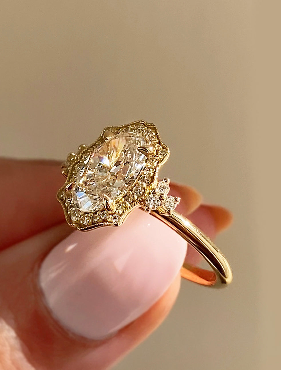 Evelina: Vintage Inspired Halo Cluster Engagement Ring | Ken & Dana Design