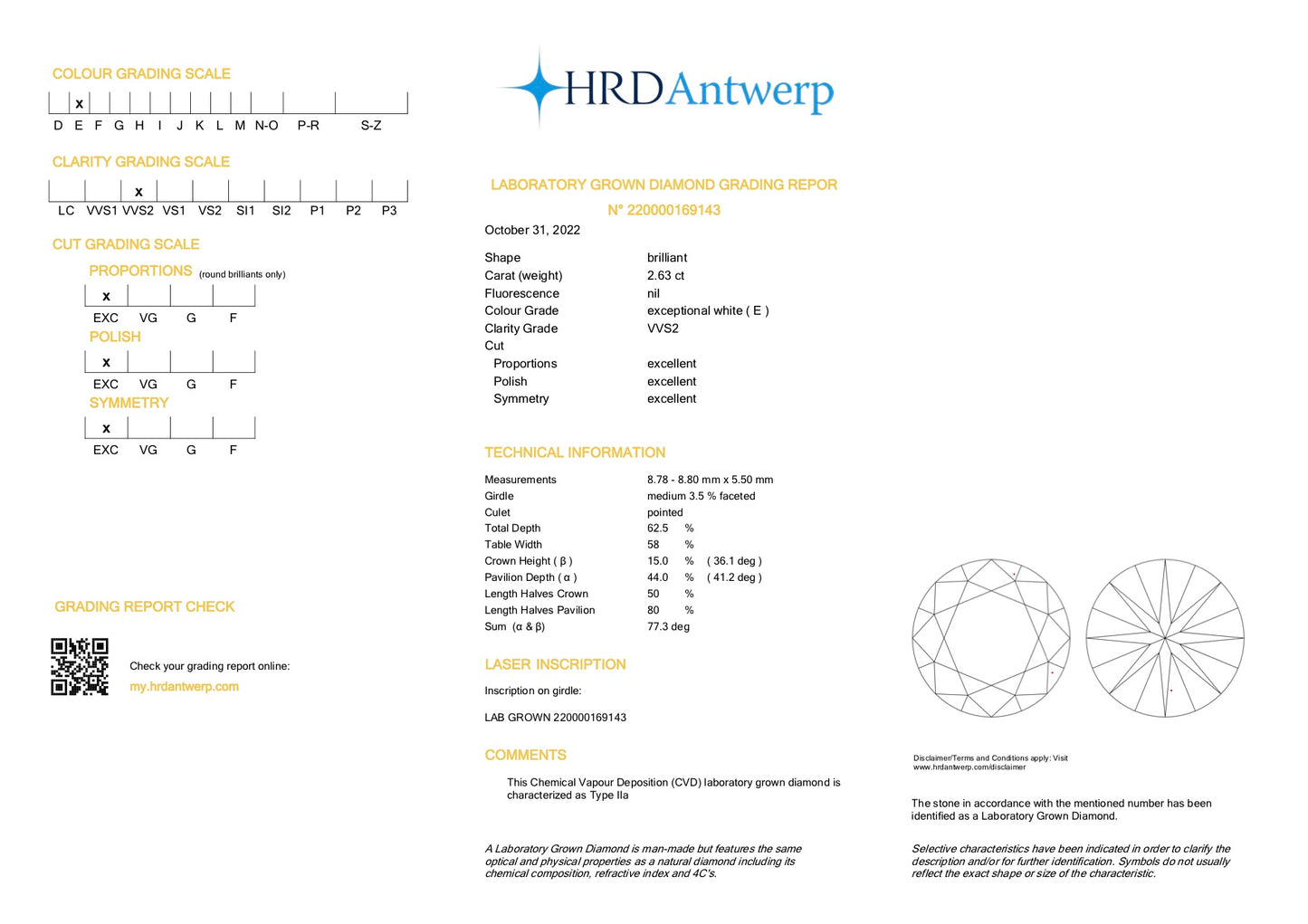 Shanel - 2.63ct Round Lab Grown Diamond