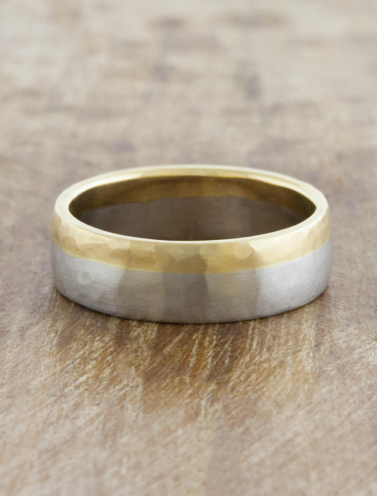 Hansen: Hammered Textured Mixed Metal Men's Wedding Band | Ken
