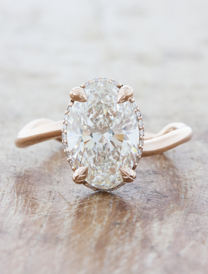 Rose gold solitaire oval engagement ring online
