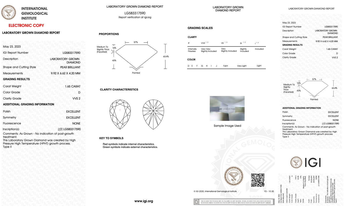 Lauren - 1.65ct Pear Lab Grown Diamond