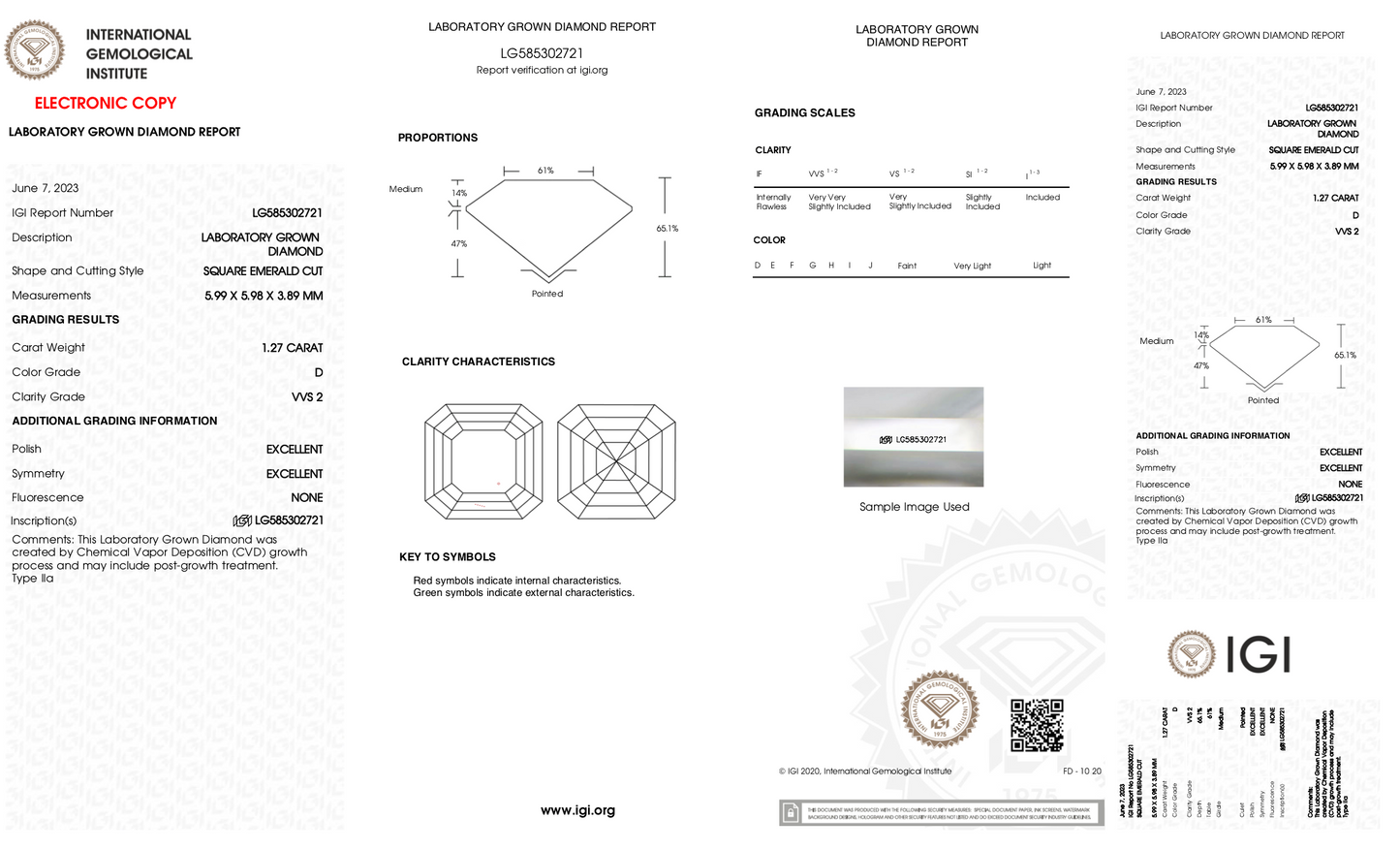 Nadia - 1.27ct Asscher Cut Lab Grown Diamond