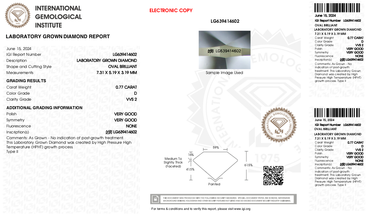 Caldonia - 0.77ct Oval Lab Grown Diamond