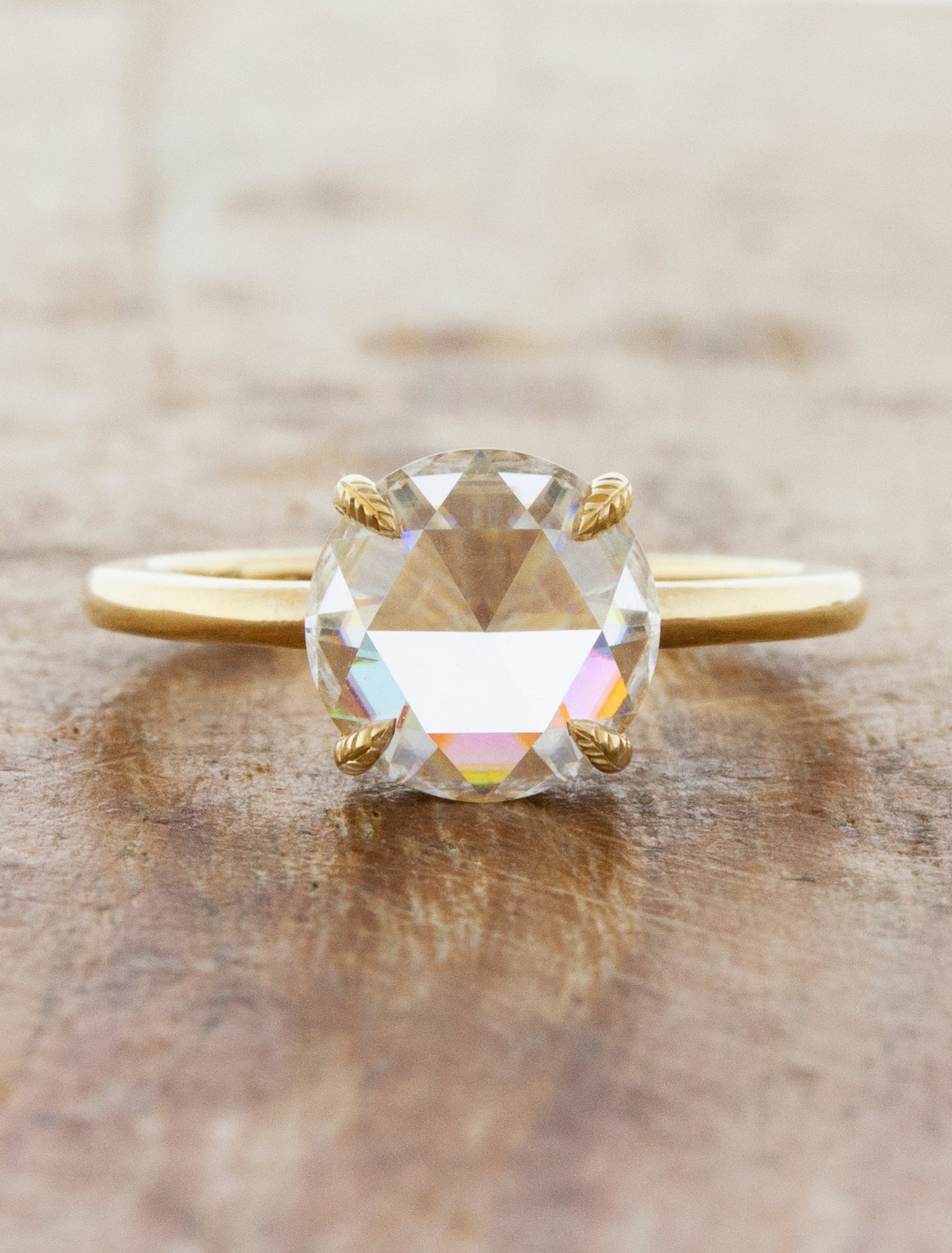 Moissanite Engagement Ring, Rose Cut Moissanite newest Ring, 14k Rose Gold Ring, Solitaire Ring, Rose Cut Moissanite Solitaire Engagement Ring.