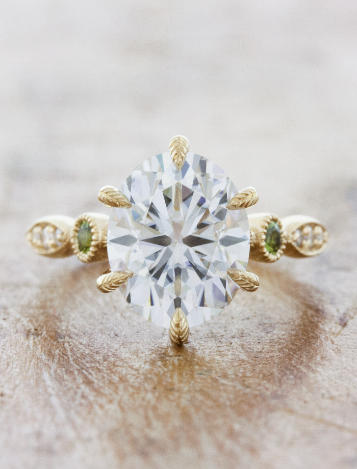 Mairead: Vintage-Inspired Oval Engagement Ring with Green Sapphire