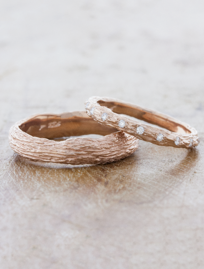 caption:Shown with matching Forrest wedding band