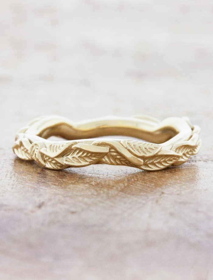 caption:Ozzy wedding band in 14k yellow gold