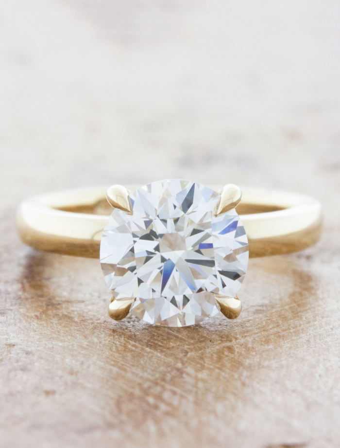 Pryor: Round Solitaire Hidden Halo Engagement Ring with Band