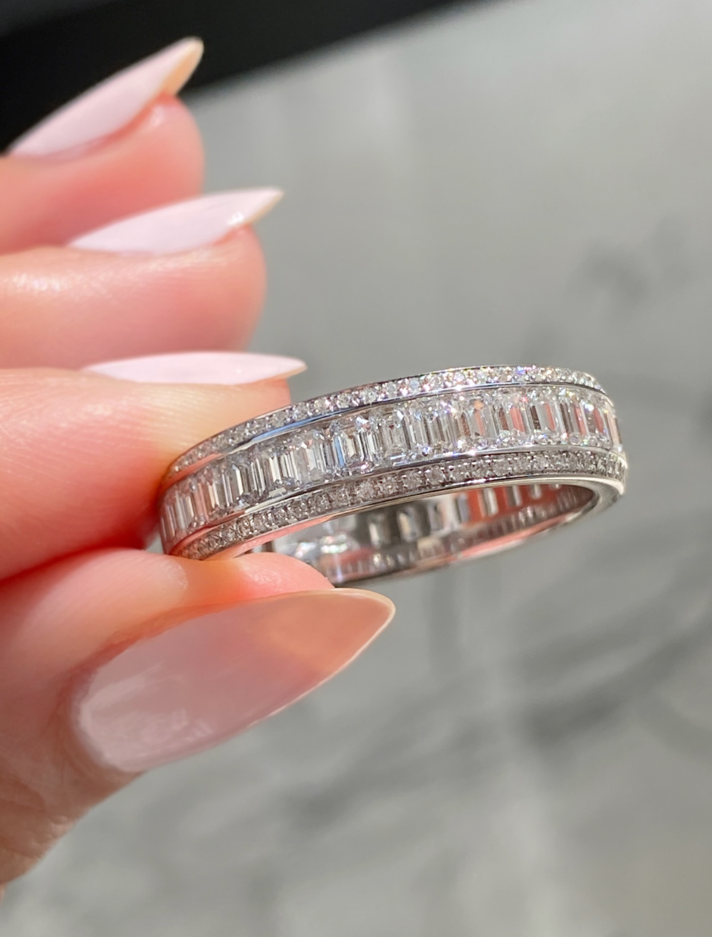 Breathtaking Four Row Full Eternity Band, 3.5 Ct Round Cut Diamond Ring, 14K White Gold, Fabulous Diamond Wedding Band, Bold Engagement cheapest Ring