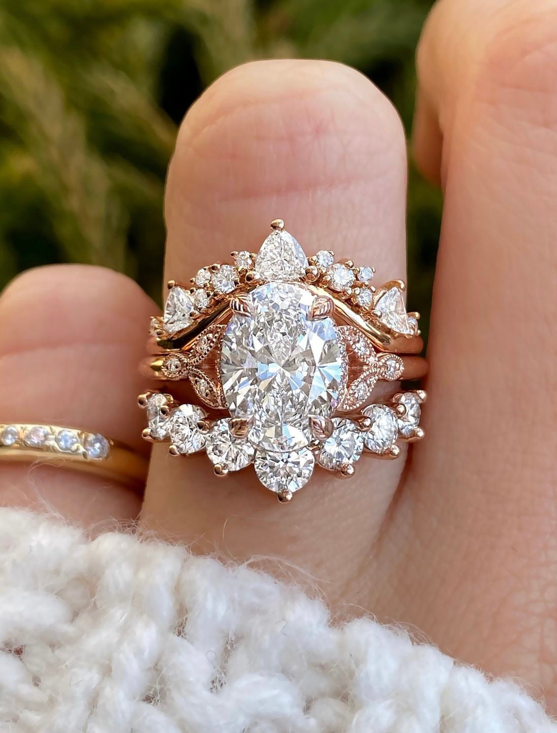 caption:Paired with Tempest and Antoinette-Large wedding bands