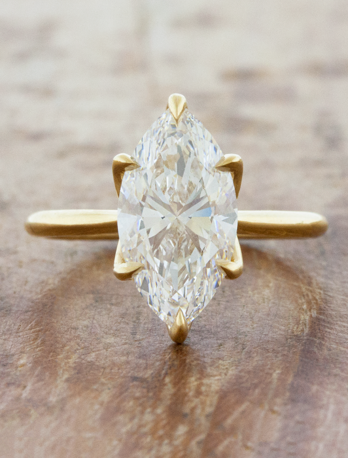 Raine: Cathedral Marquise Solitaire with Tulip Basket and Thin