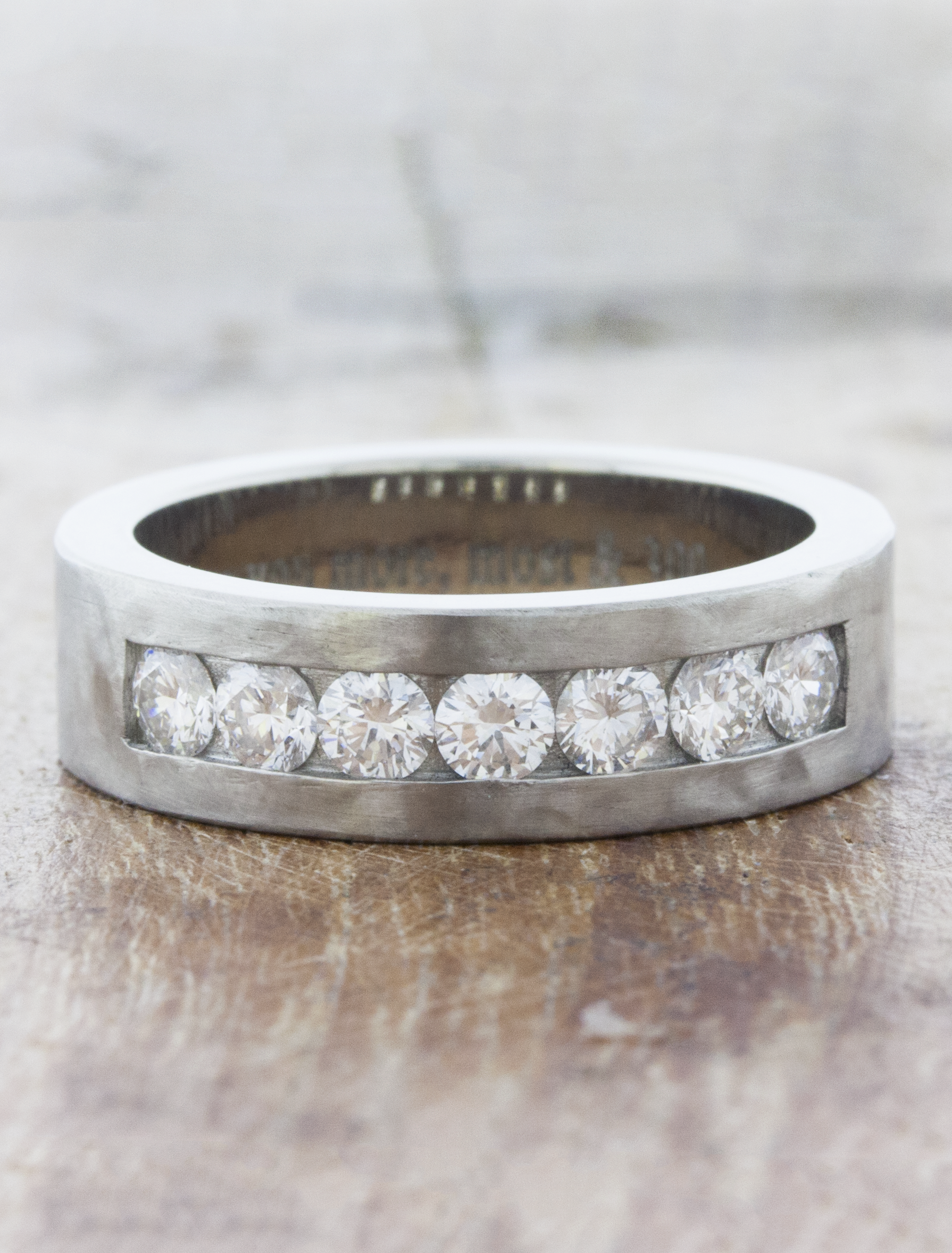 Steele: Bold Wide Men's Wedding Band with Diamonds Engravings