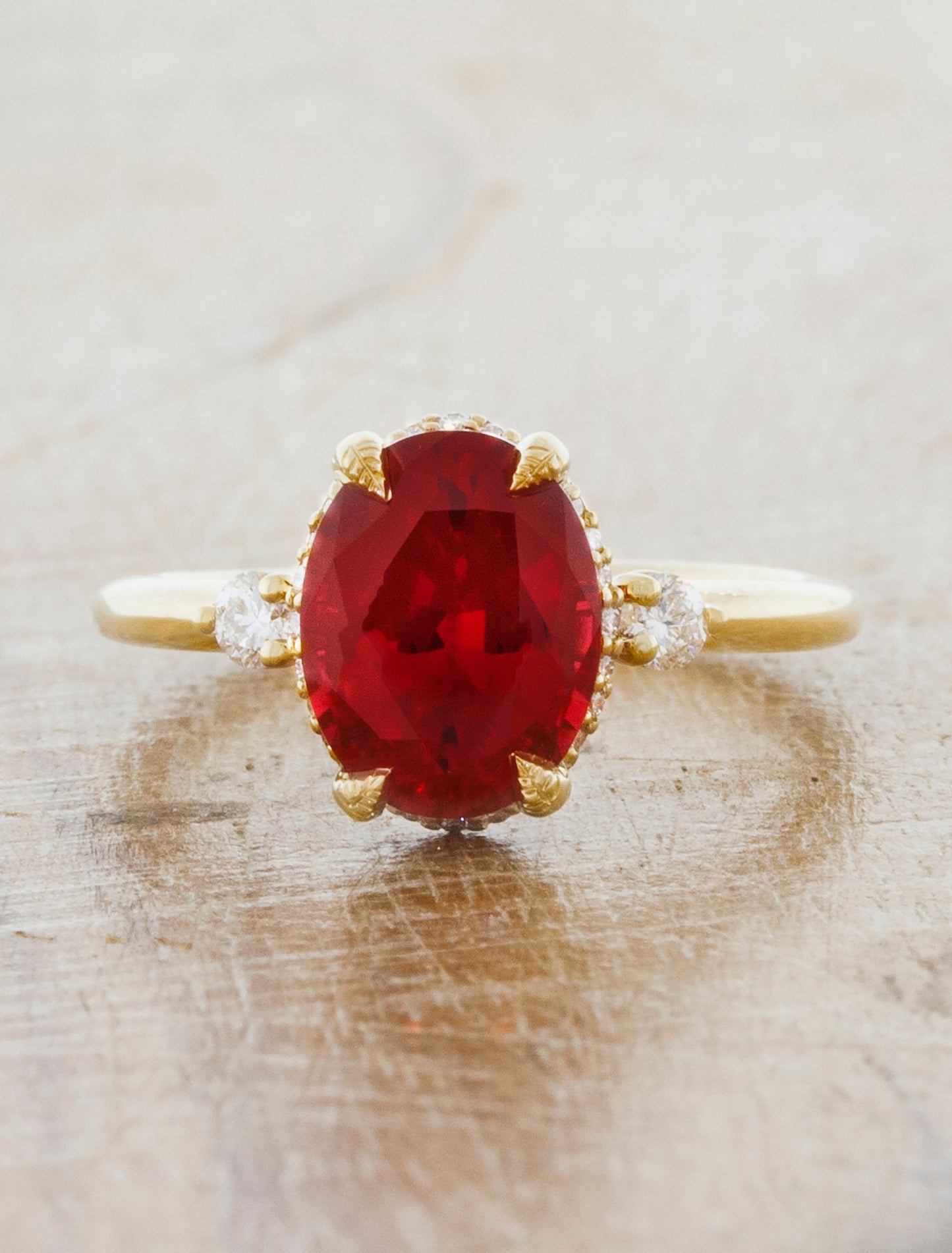 caption:Customized with ruby center stone