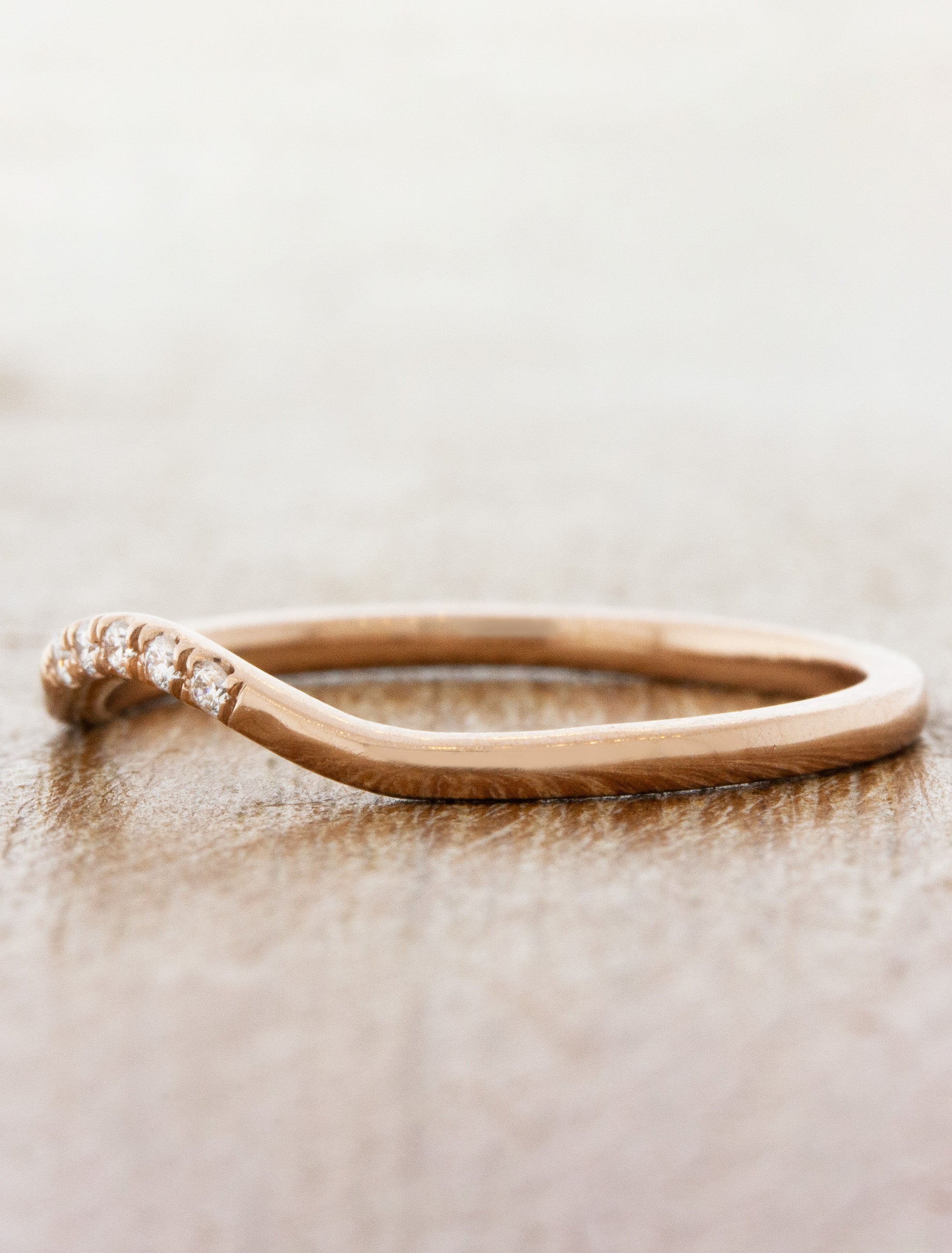 Amorie: Curved Rose Gold Ken Band | & Wedding Diamonds with Dana Design