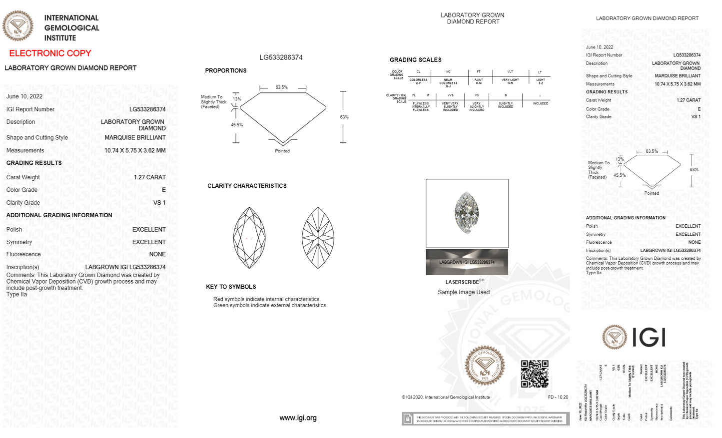 Palma - 1.27ct Marquise Lab Grown Diamond