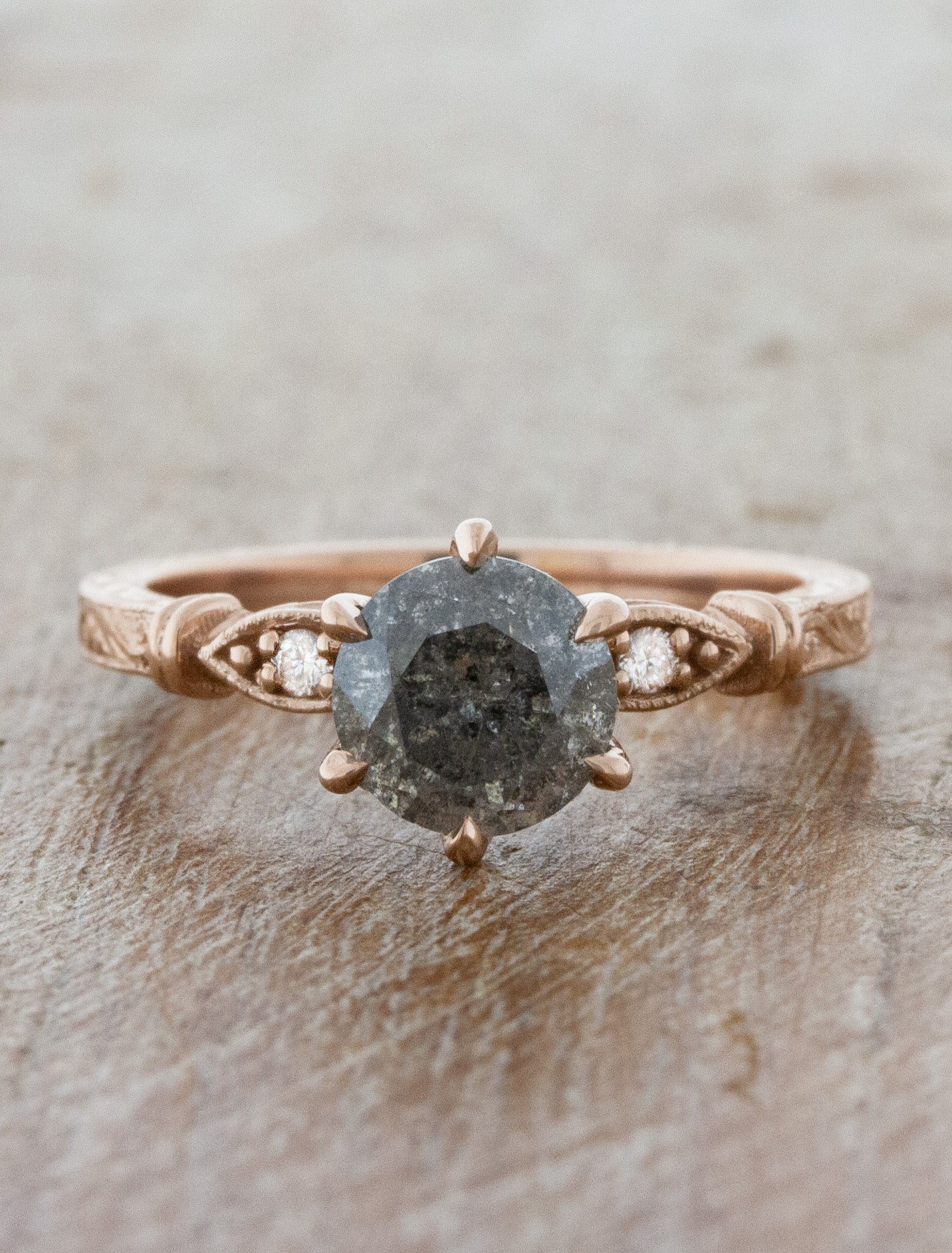 Jessabelle: Vintage-Inspired Rose Gold Salt and Pepper Diamond