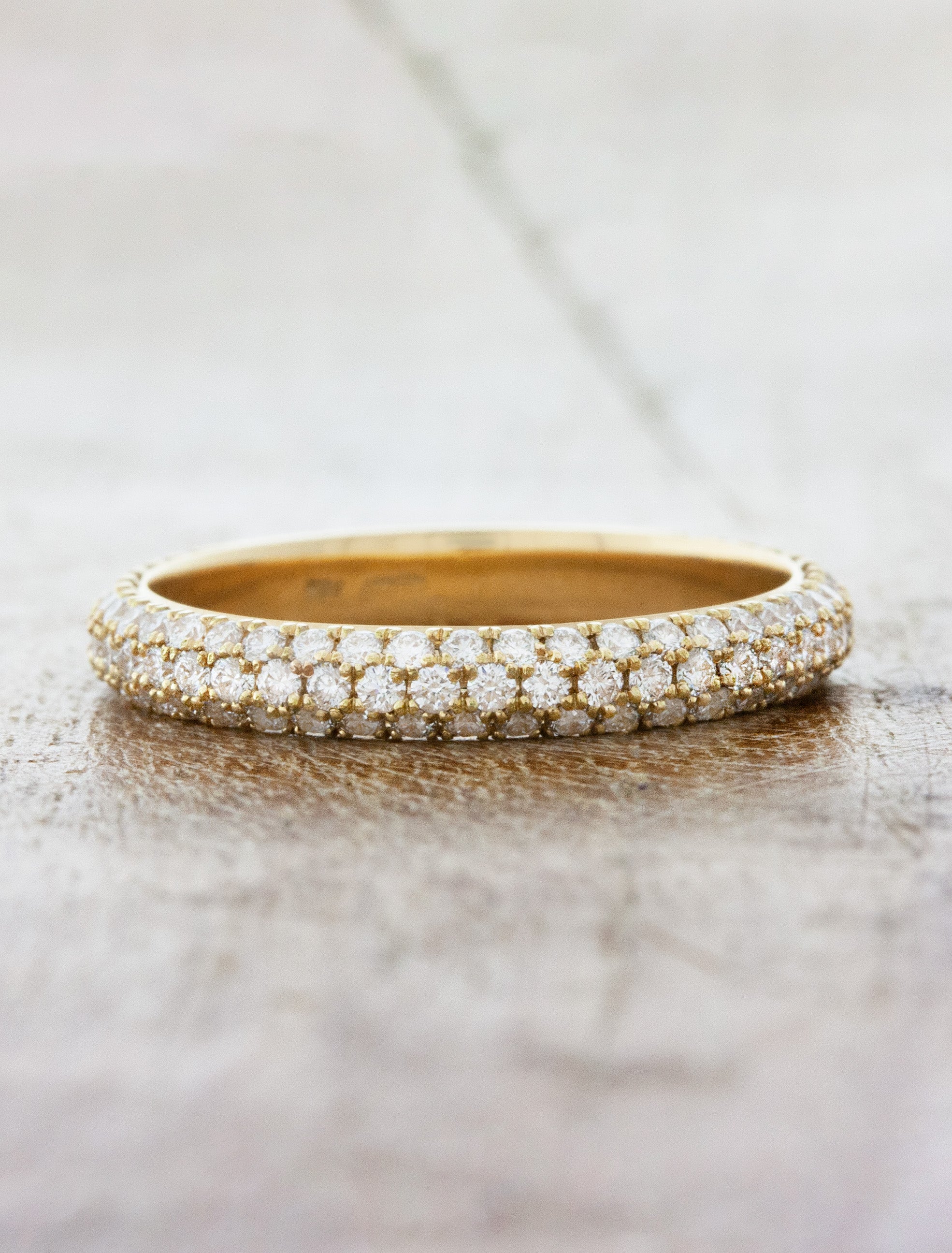 Micro pave wedding online band yellow gold