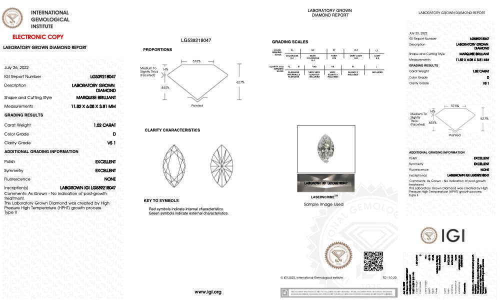 Rachael - 1.52ct Marquise Lab Grown Diamond