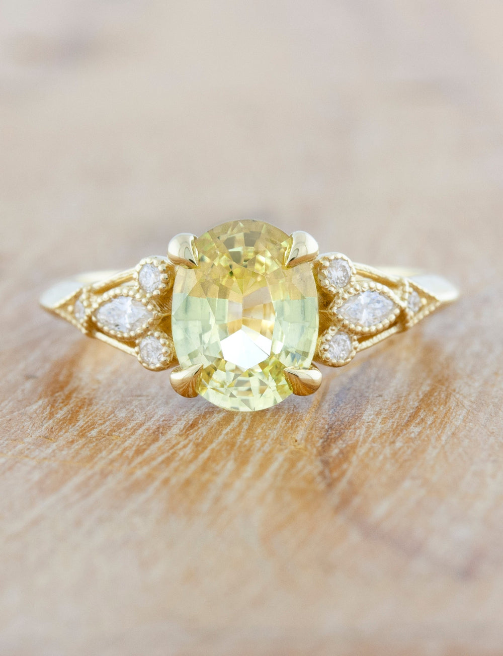 caption:Customized with oval yellow sapphire in 14k yellow gold