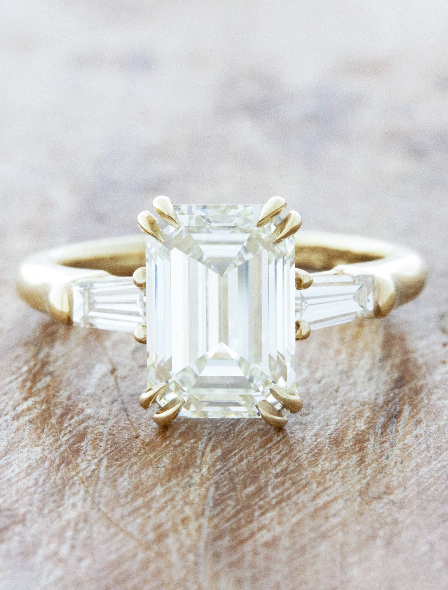 caption:Shown with 3.50ct emerald cut diamond in 14k yellow gold