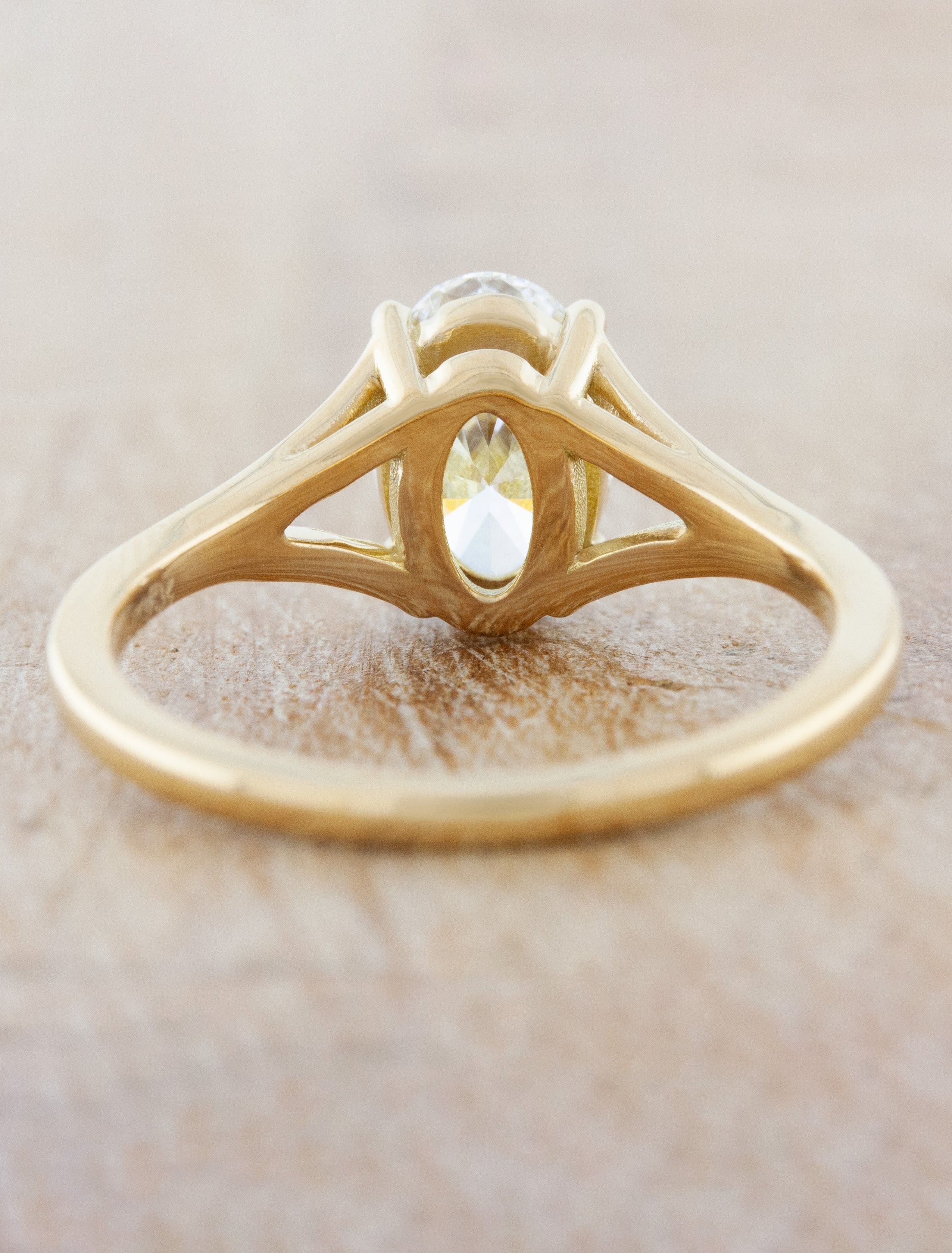 Mylex: Split-Shank Oval Diamond Engagement & in Ken Gold | Yellow Design 14k Dana Ring