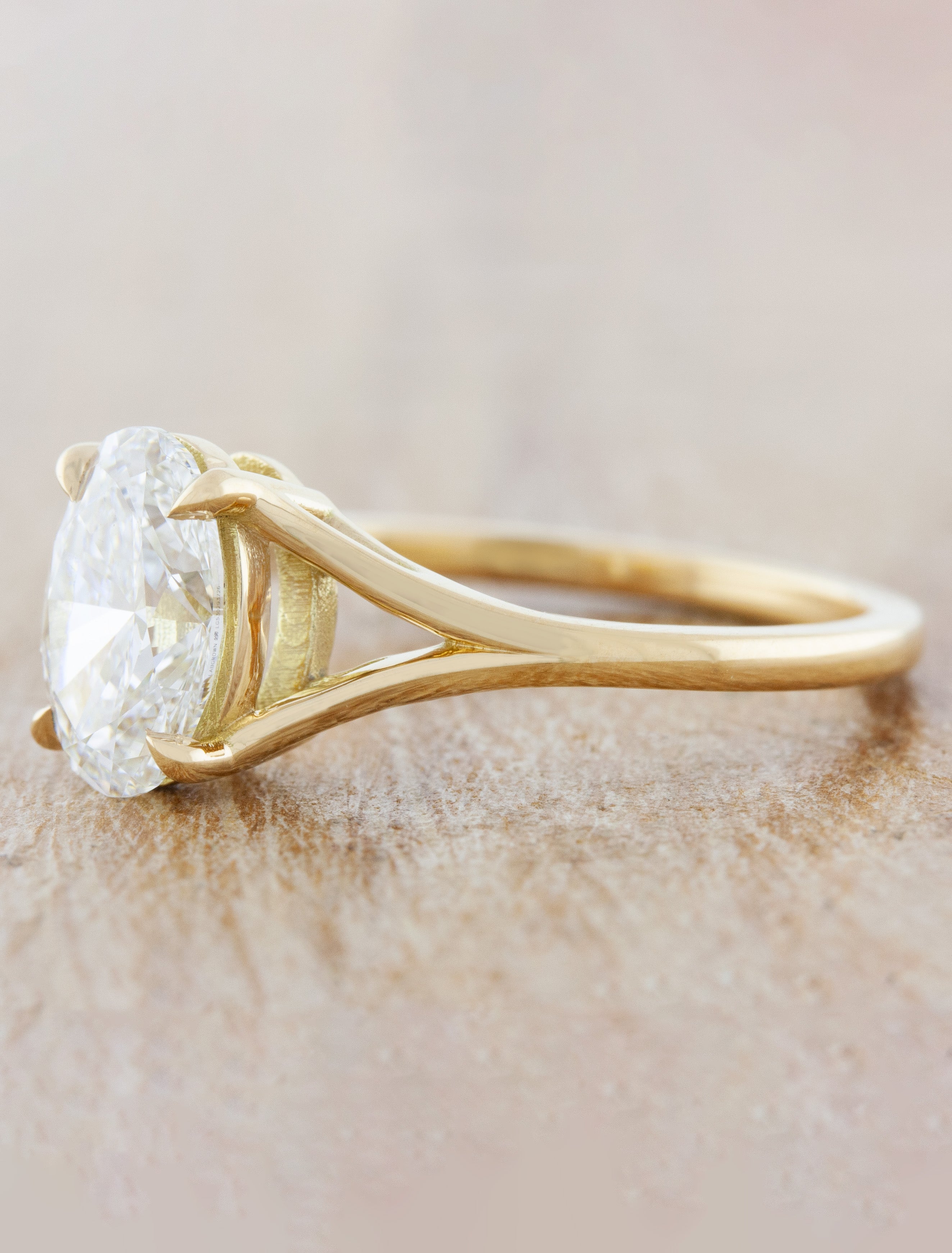 Mylex: Split-Shank Oval Diamond Engagement 14k | Gold Ring & Design Yellow Ken in Dana