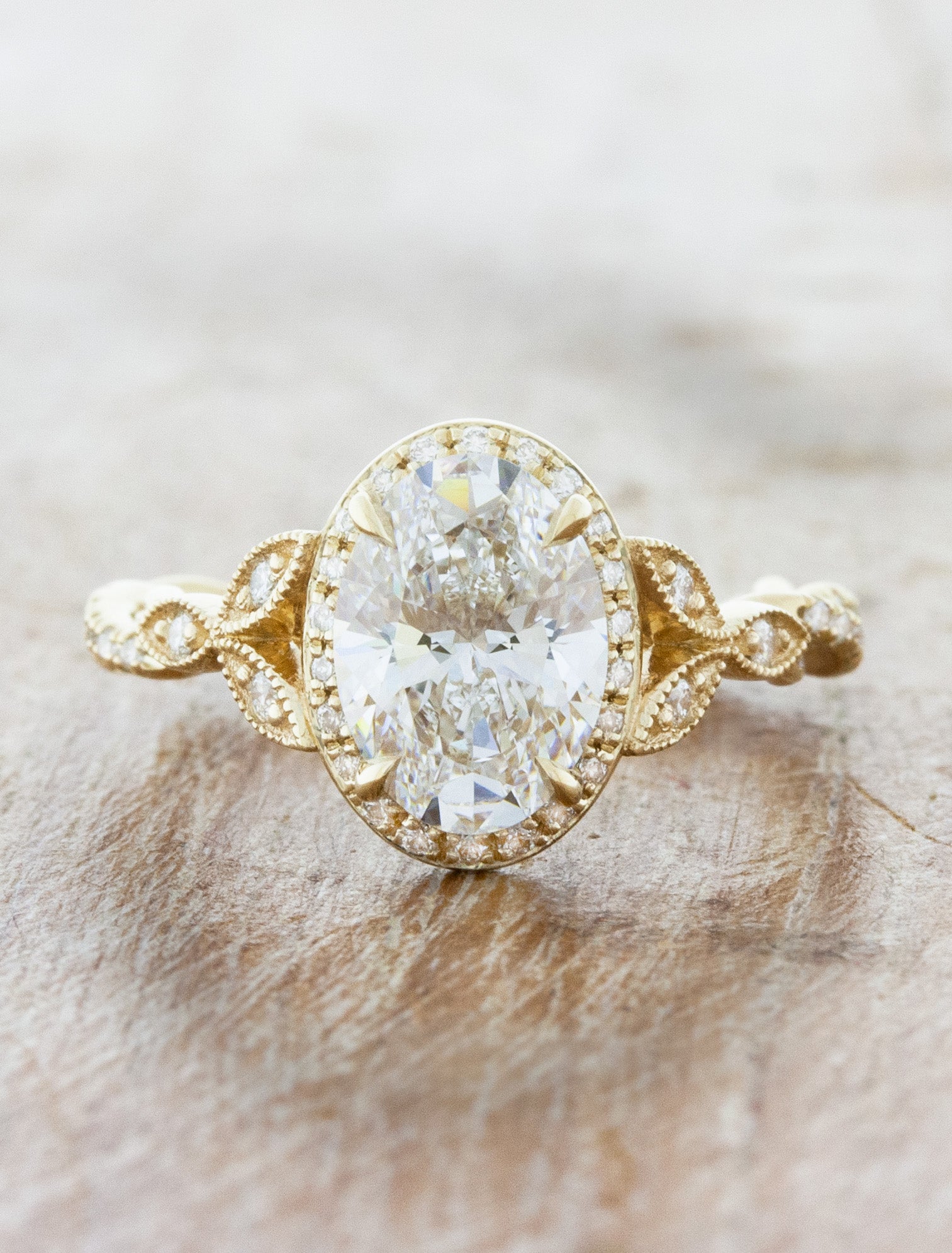 Rachelle Oval Diamond Engagement Ring with Diamond Twisted Rope Band