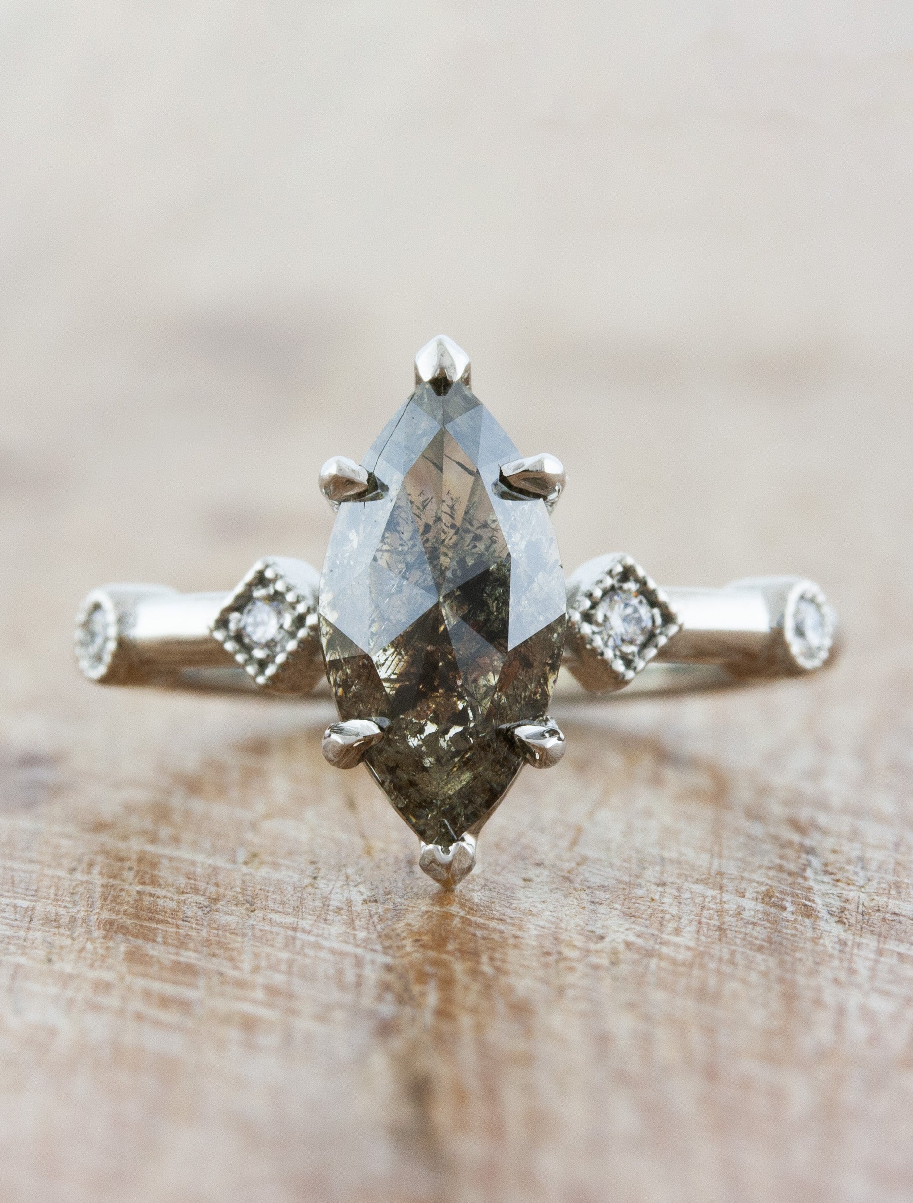 Rowley: Marquise Salt Pepper Diamond Engagement Ring Ken