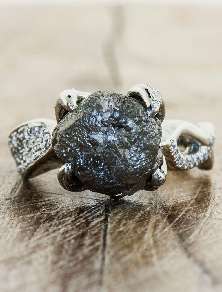 caption:Shown with 7ct rustic diamond in platinum