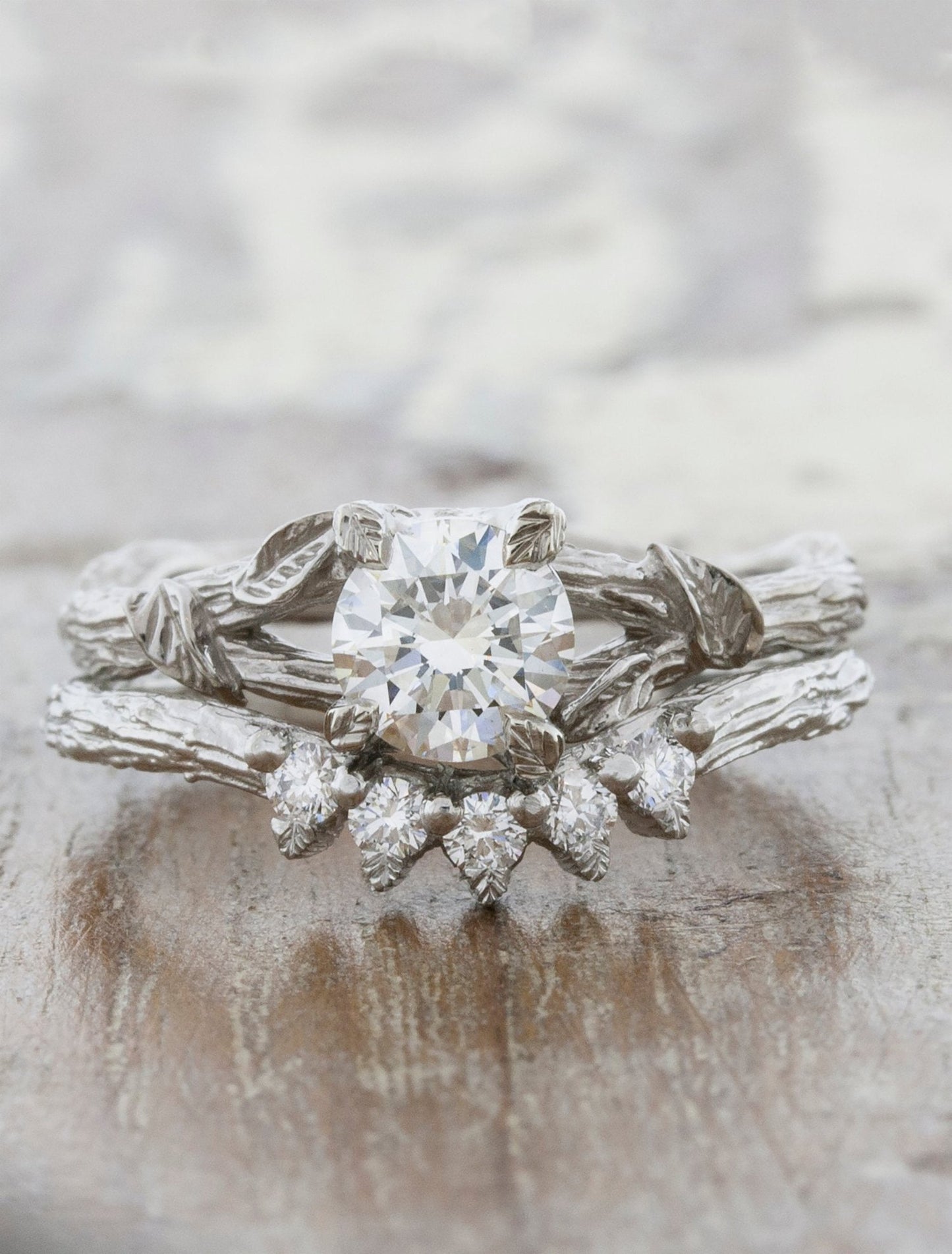 caption:Stacked with Lee wedding band in platinum