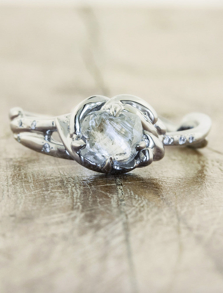 caption:Customized with rough diamond in platinum