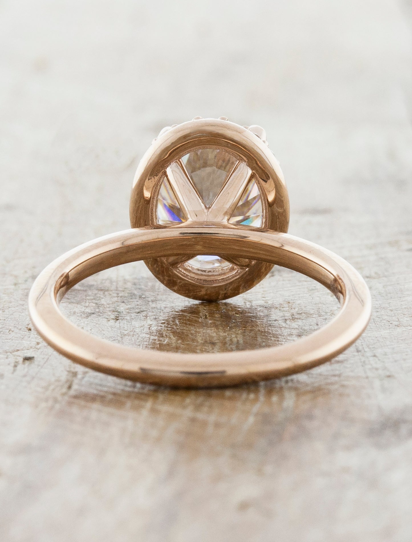 Oval Halo Engagement Ring in Rose Gold