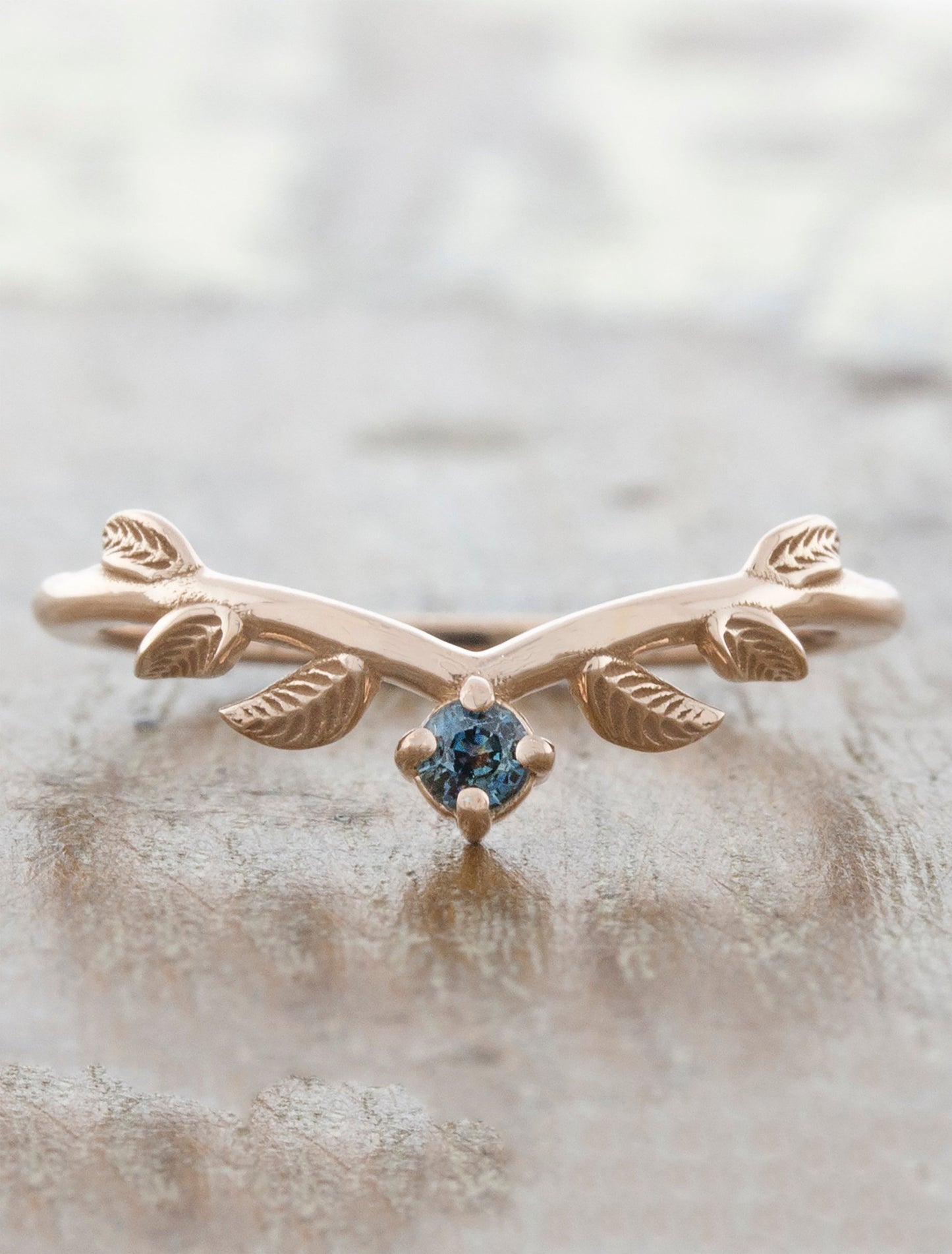 caption:Customized with sapphire stone in 14k rose gold