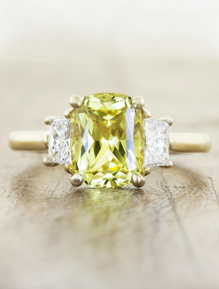Alamina: Cushion Yellow Sapphire Engagement Ring Ken Dana
