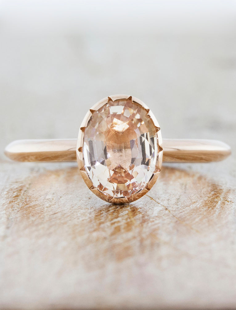 caption:Customized with oval morganite in 14k rose gold