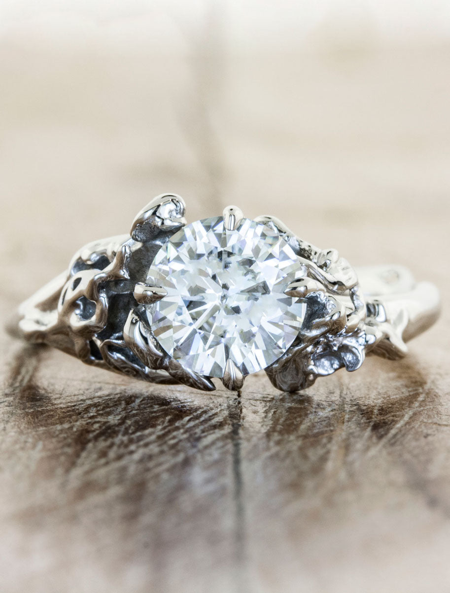 Devi: Rose Floral Moissanite Engagement Ring Ken Dana Design