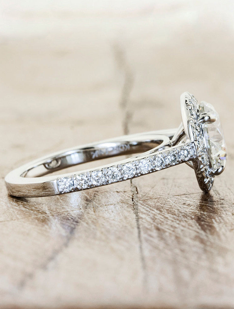 A Classic Halo Pave Engagement Ring