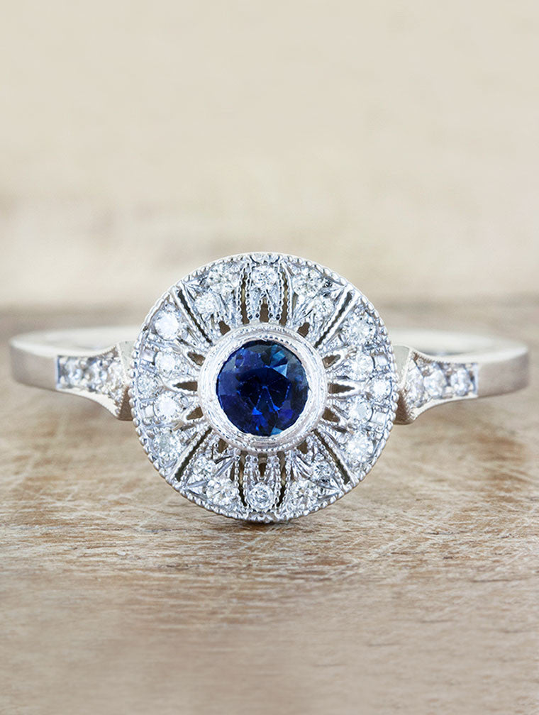 caption:Customized with 0.15ct round sapphire in 14k white gold
