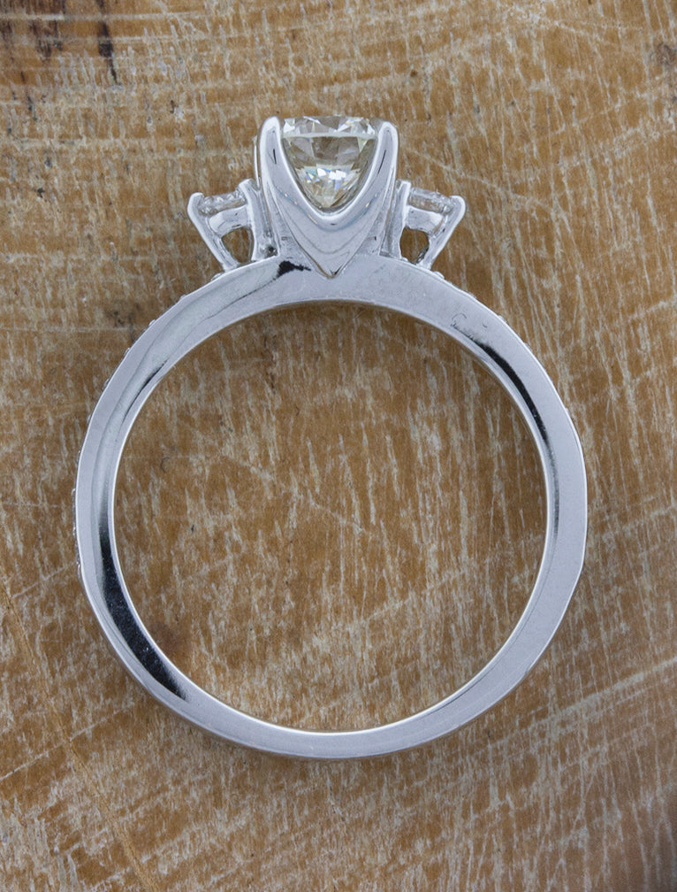 Three Stone Round Cut Diamond Ring - Aerial View