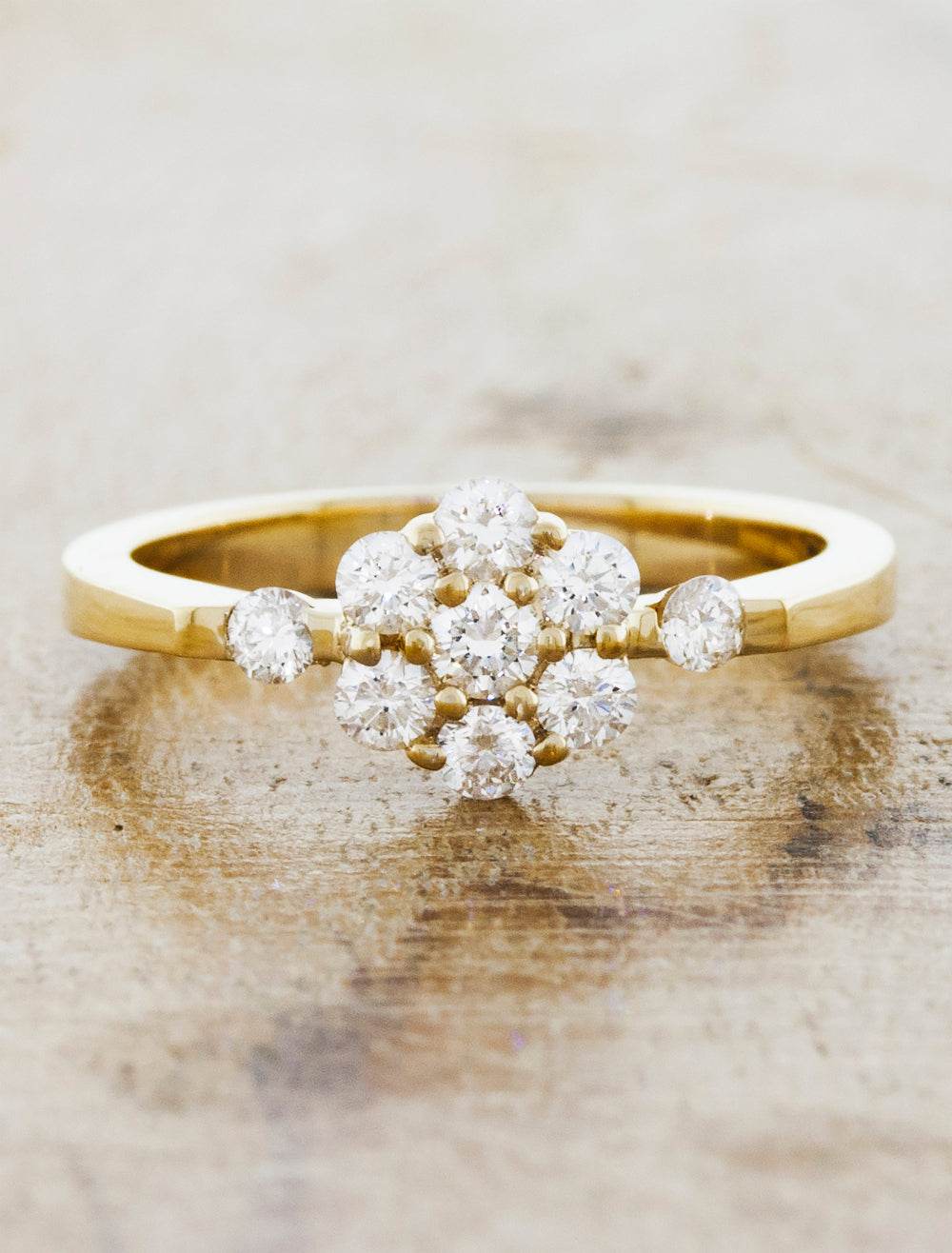 Diamond cluster rings yellow gold Clearance