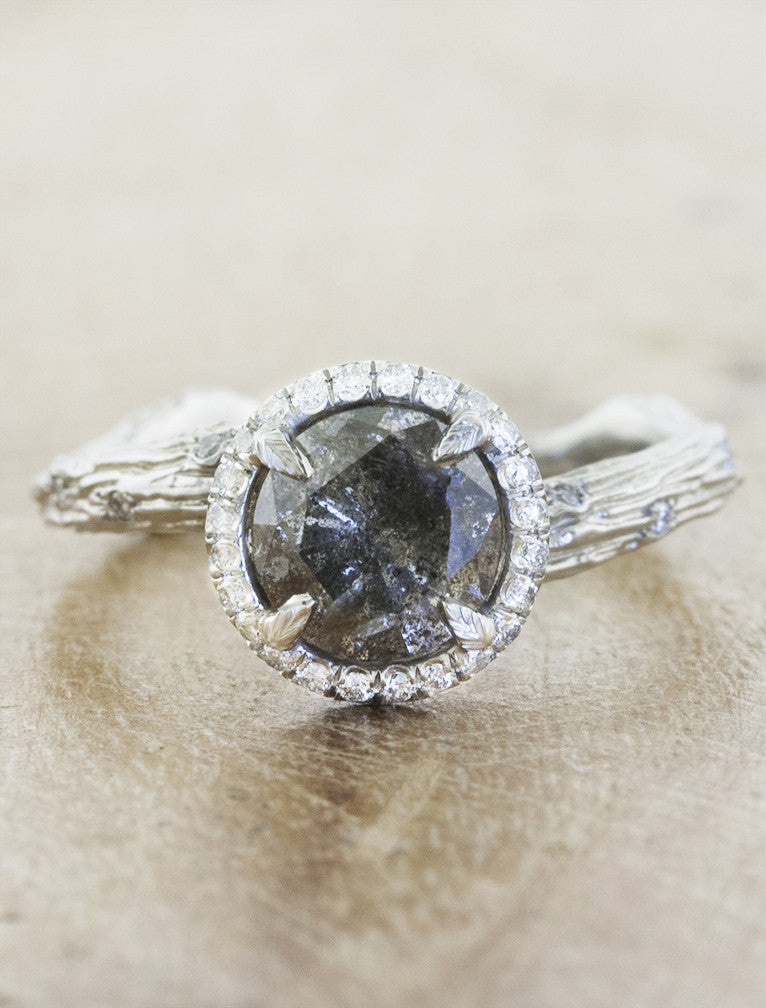 caption:Customized with 1ct round grey diamond in platinum