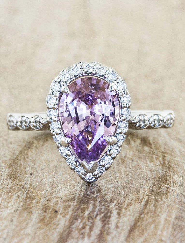 caption:Customized with pear pink sapphire in 14k white gold