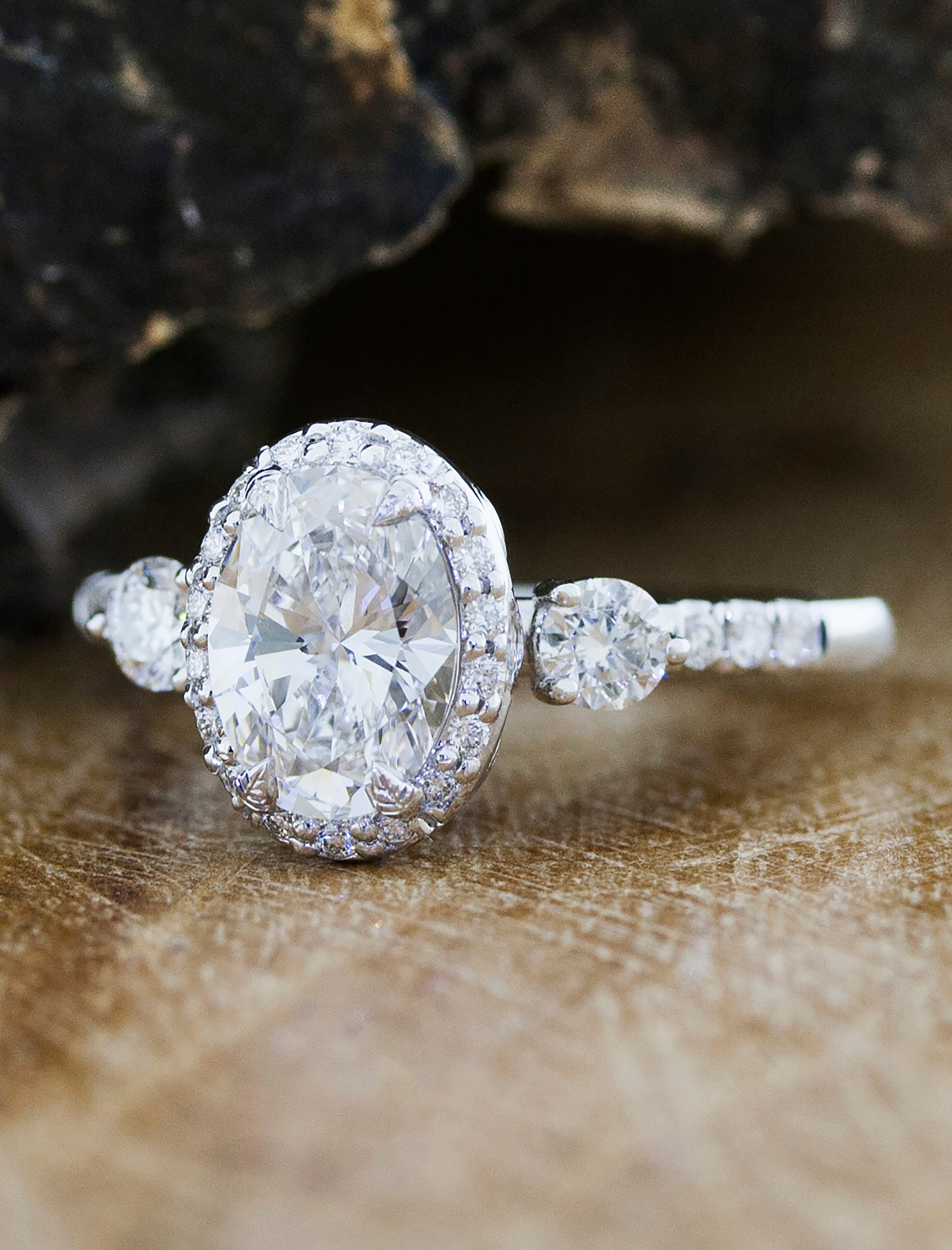 Unique Salt and Pepper Diamond Engagement Ring Gold Halo Heart Ring