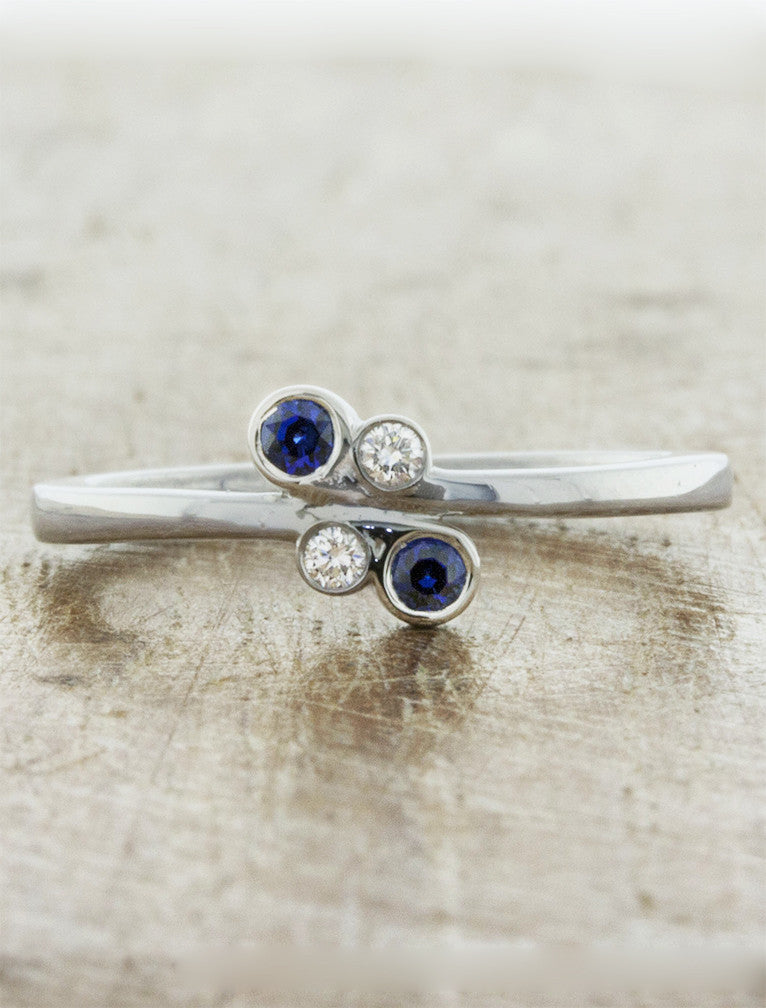 Aleigha: Petite Multistone Sapphire Diamond Ring Ken Dana