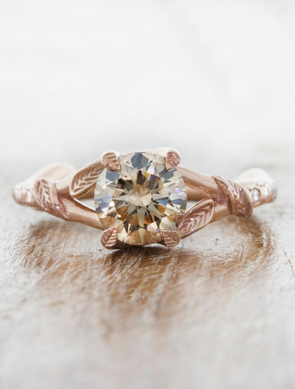 caption:Customized with round cognac diamond in rose gold